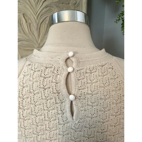 London Times Dress Sz 14 Cream/Tan Crochet Lace Overlay Sleeveless Wedding Party - Picture 4 of 12